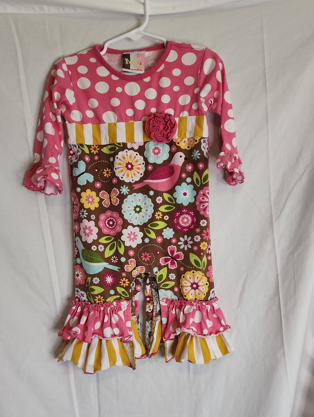 Banana Split Girls 12 Month Pink Polka Dot Floral Birds Matilda Jane
